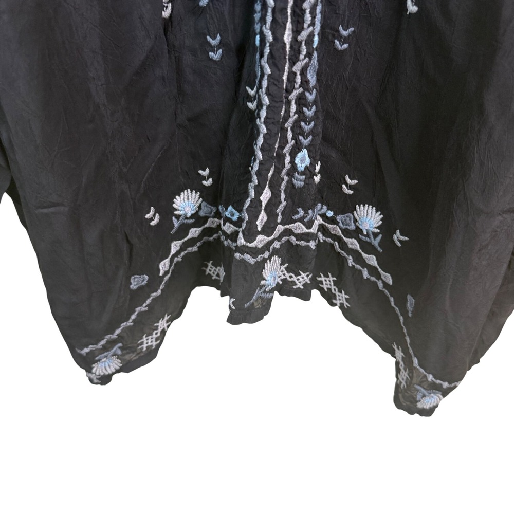 Johnny Was Embroidered Tunic Women XXL Black Floral Boho Peasant Whimsical Flowy - Picture 5 of 9
